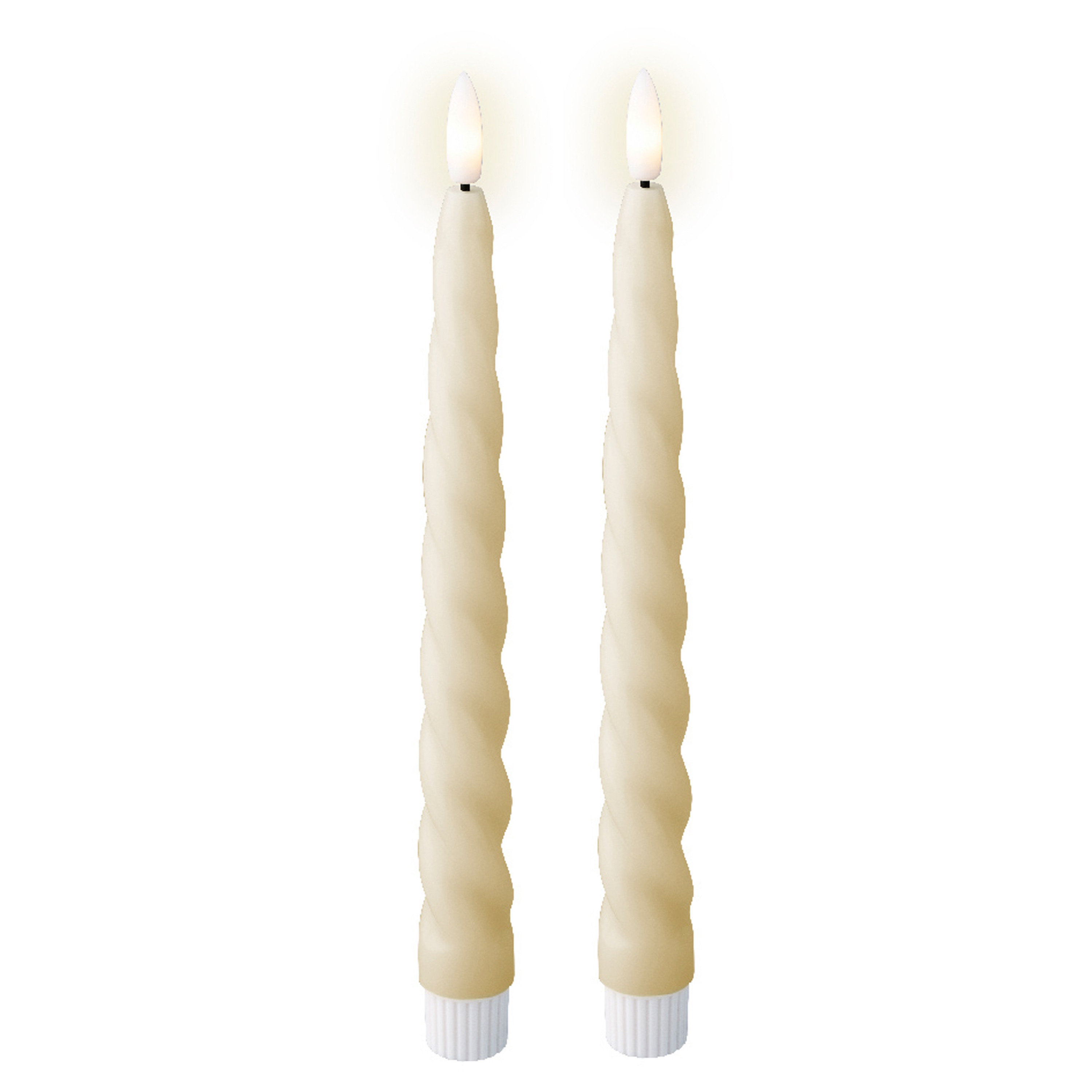 Lumineo LED dinerkaarsen - 2x st - creme wit -H24,5 cm - met timer functie -