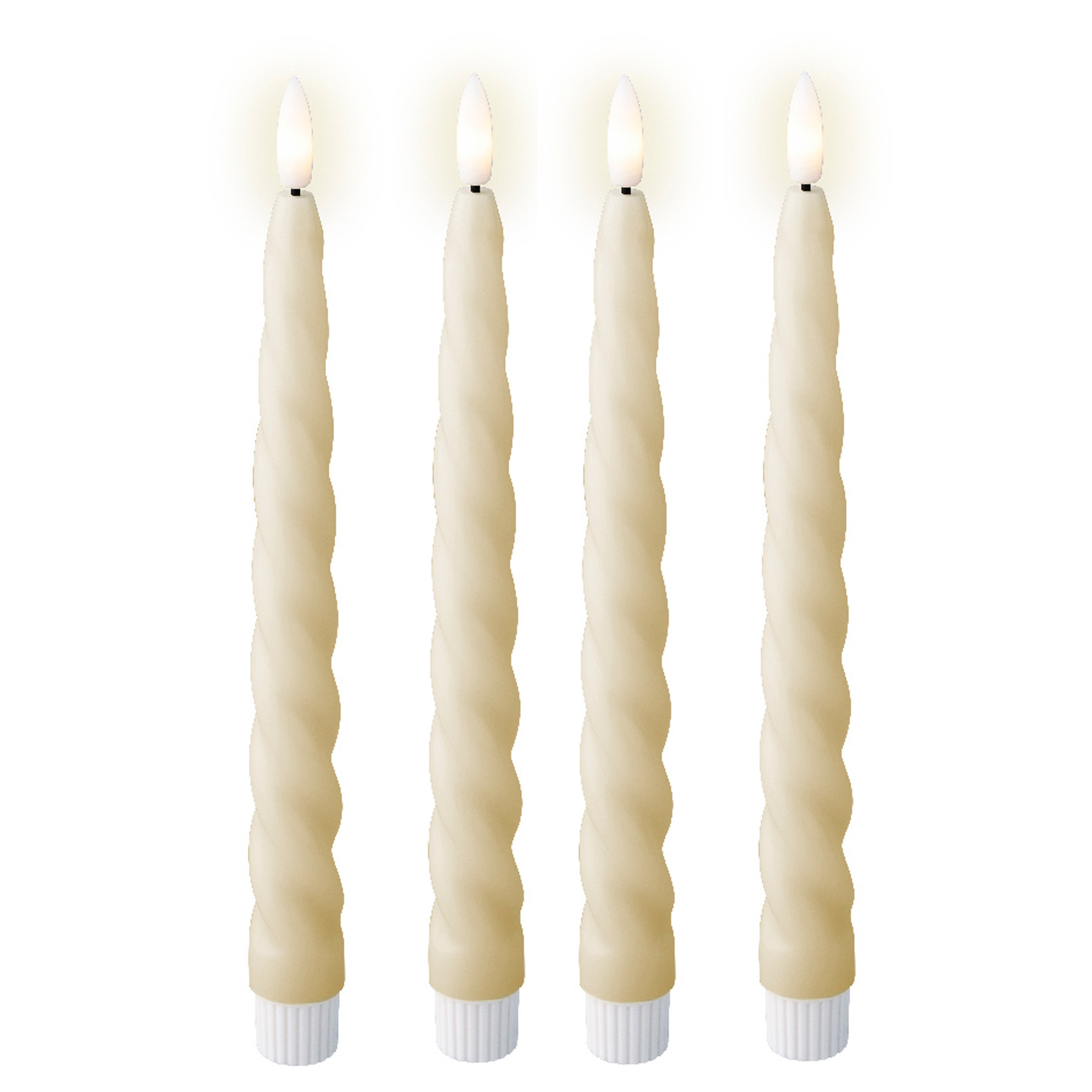 Lumineo LED dinerkaarsen - 4x st - creme wit -H24,5 cm - met timer functie -