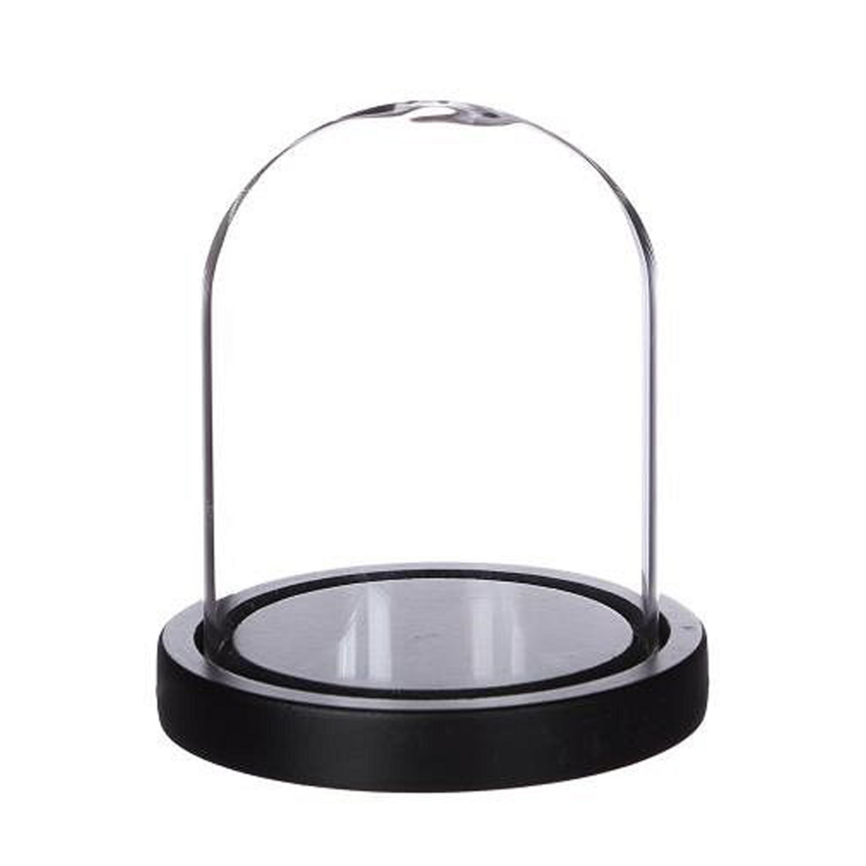 Ideas 4 Seasons Decoratie stolp - glas - houten zwart plateau - D12 x H13 cm -