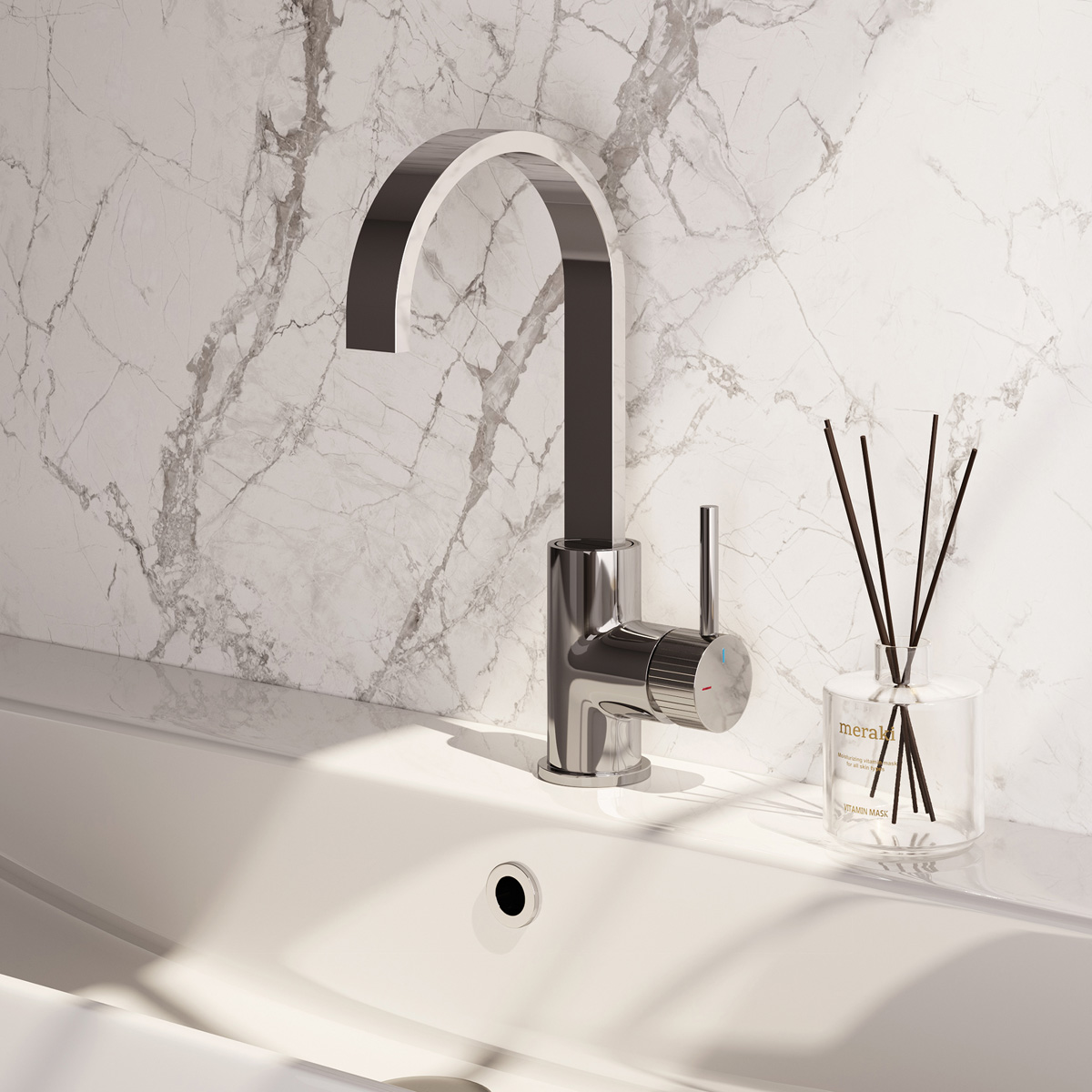 Brauer Stripe wastafelkraan met draaibare platte uitloop model A chroom