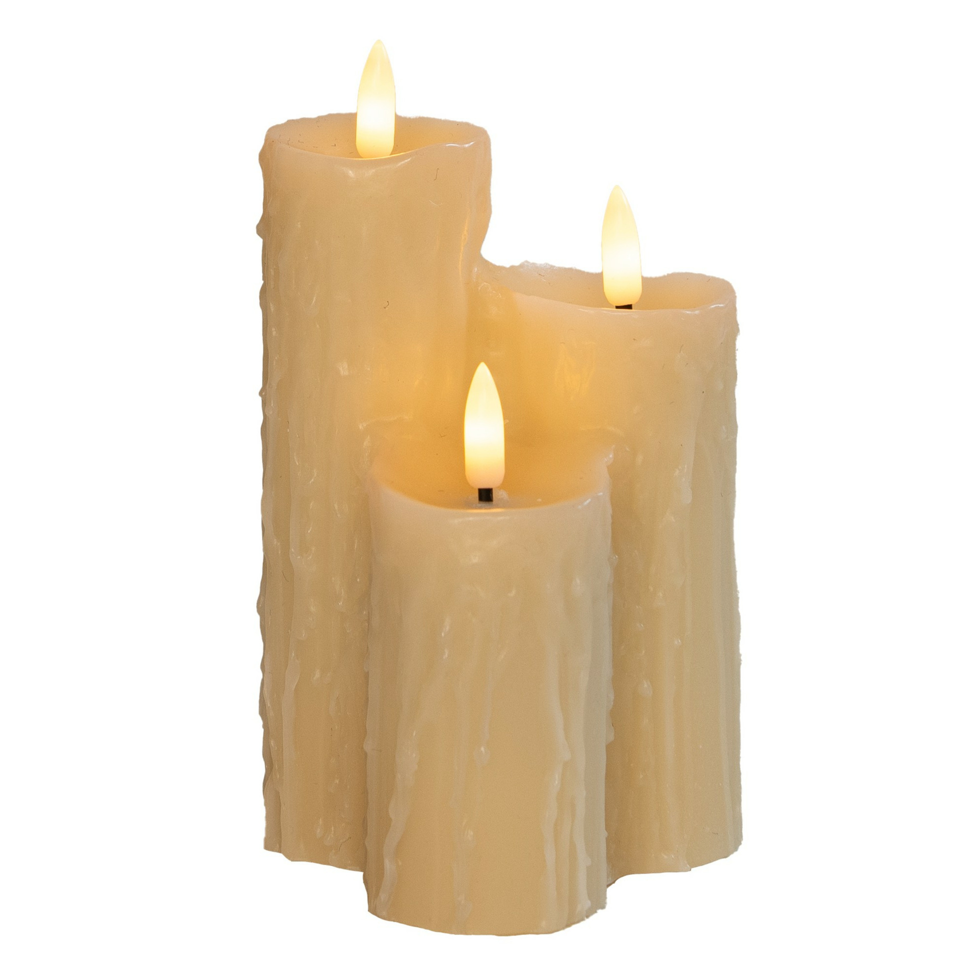 Anna's Collection LED Druipkaarsen set - 3x - wit - 16 x 11 cm - wax - kaarsen - stompkaarsen -