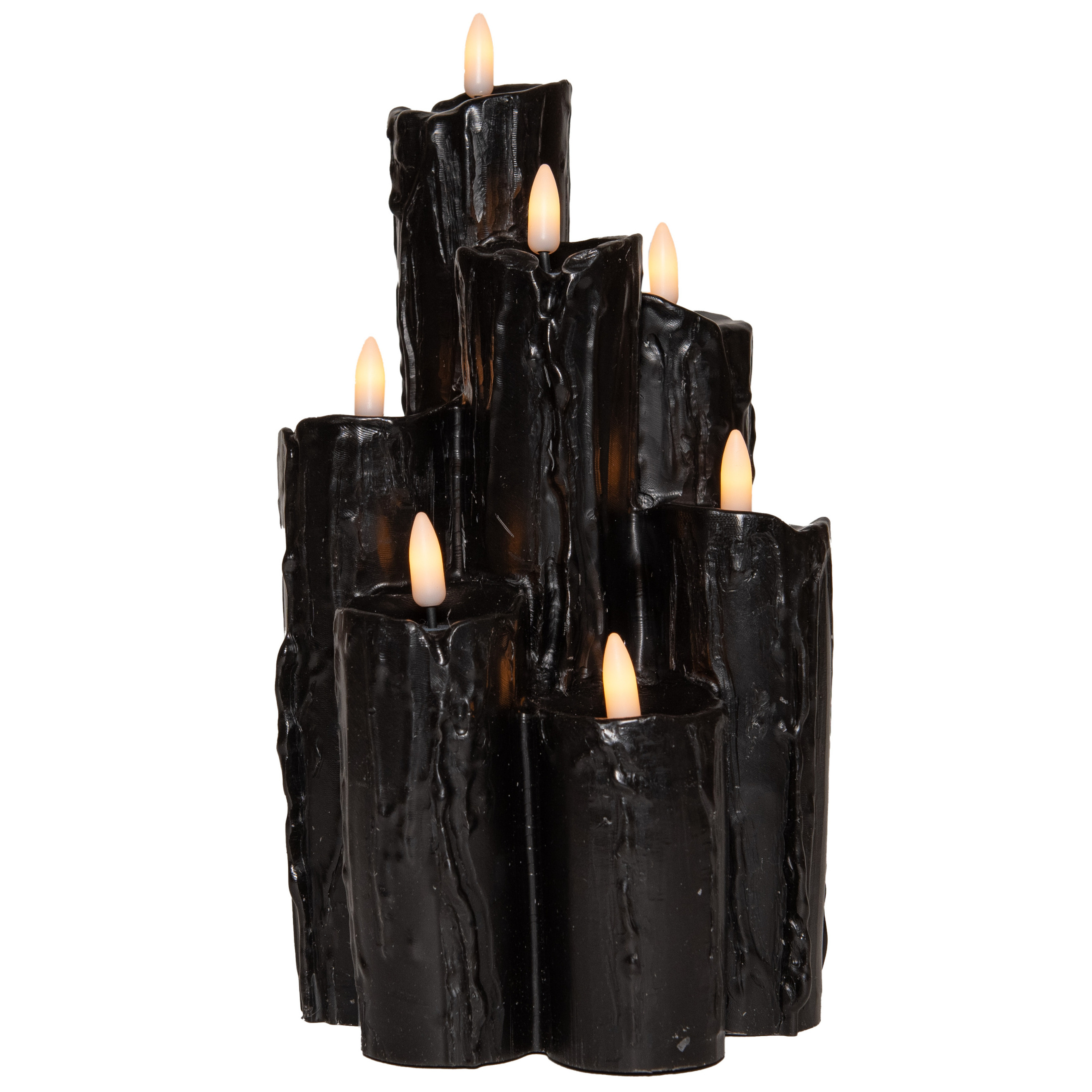 Anna's Collection LED kaarsen/druipkaarsen - zwart - met timer - 15 x 15 x 25 cm -