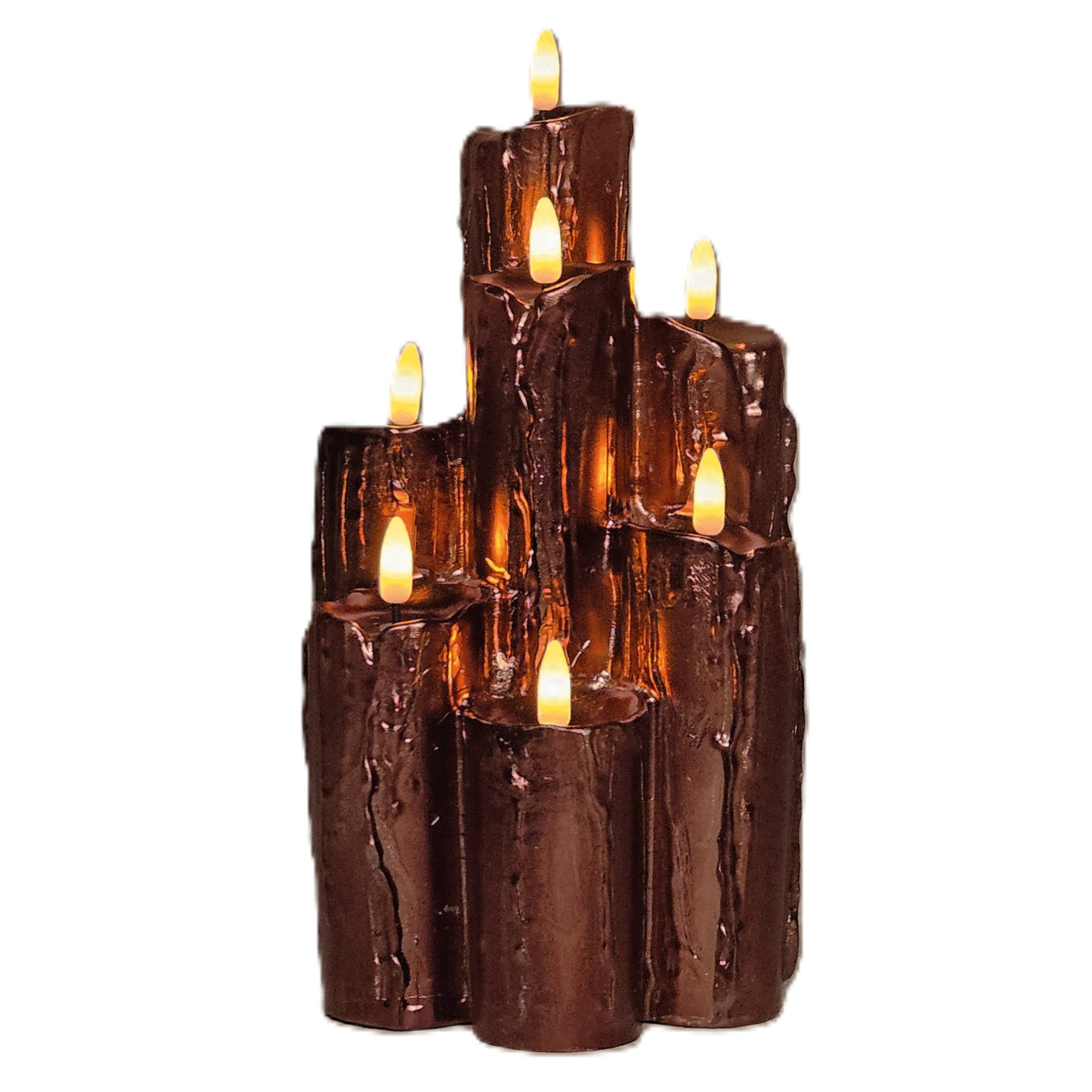 Anna's Collection LED druipkaarsen - 7x st - brons - 15 x 15 x 25 cm - met timer - Halloween/kerst kaarsen -