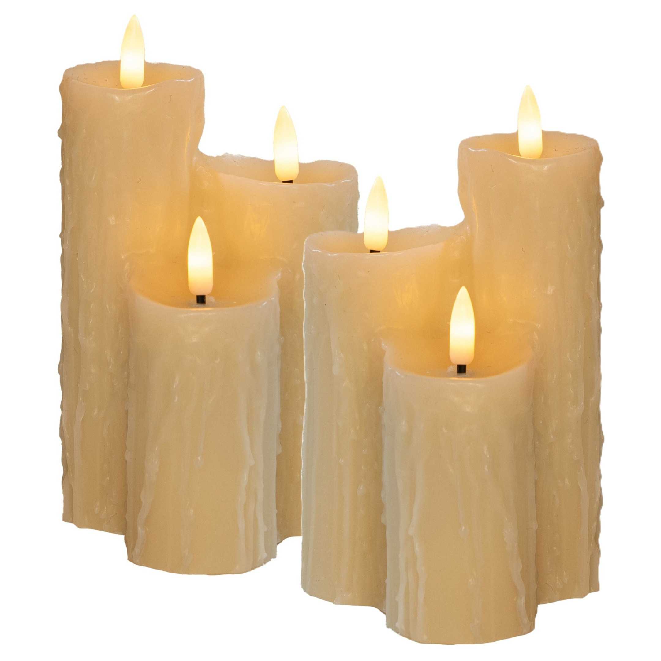Anna's Collection LED Druipkaarsen set - 6x - wit - 16 x 11 cm - wax - kaarsen - stompkaarsen -