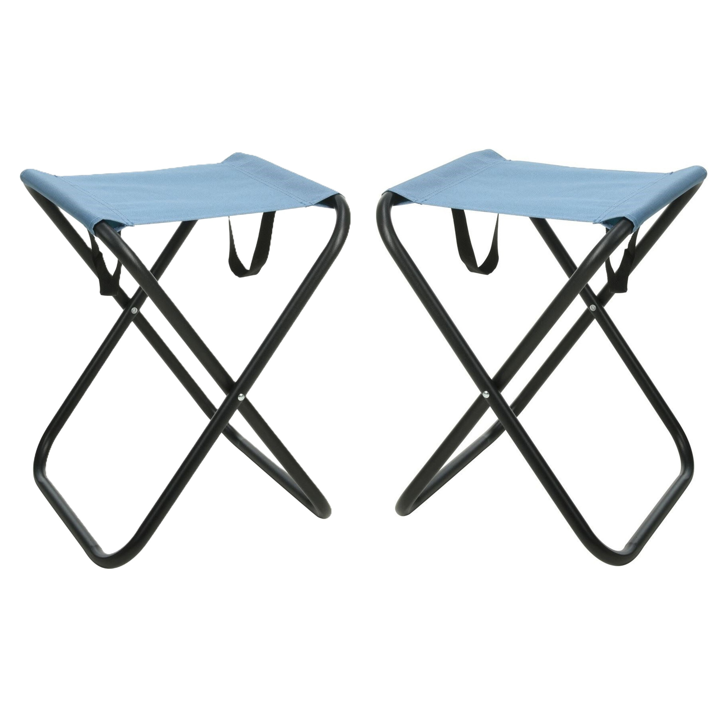 Redcliffs Outdoor Camping/outdoor krukje - 2x - Inklapbaar - blauw - metaal/polyester - 30 x 60 cm -