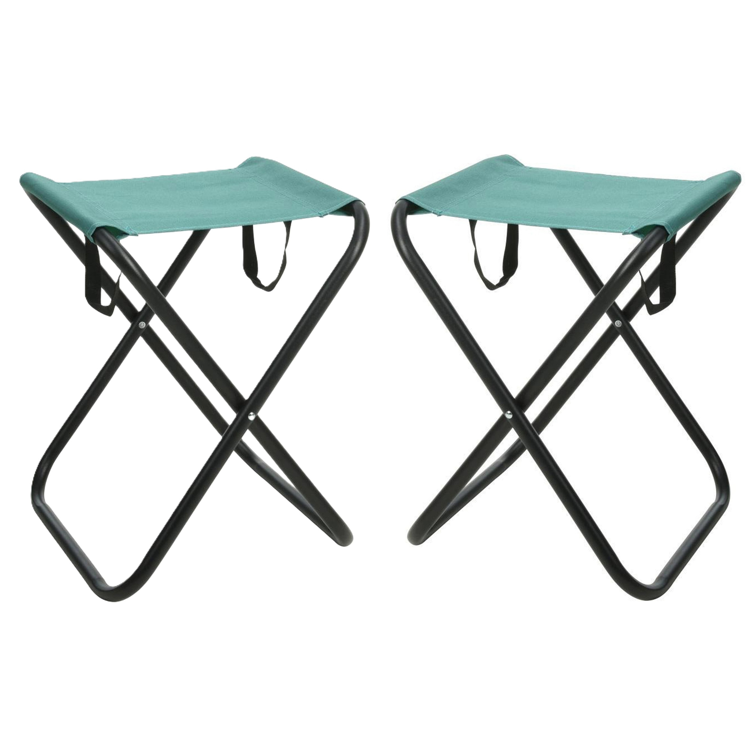 Redcliffs Outdoor Camping/outdoor krukje - 2x - Inklapbaar - groen - metaal/polyester - 30 x 60 cm -