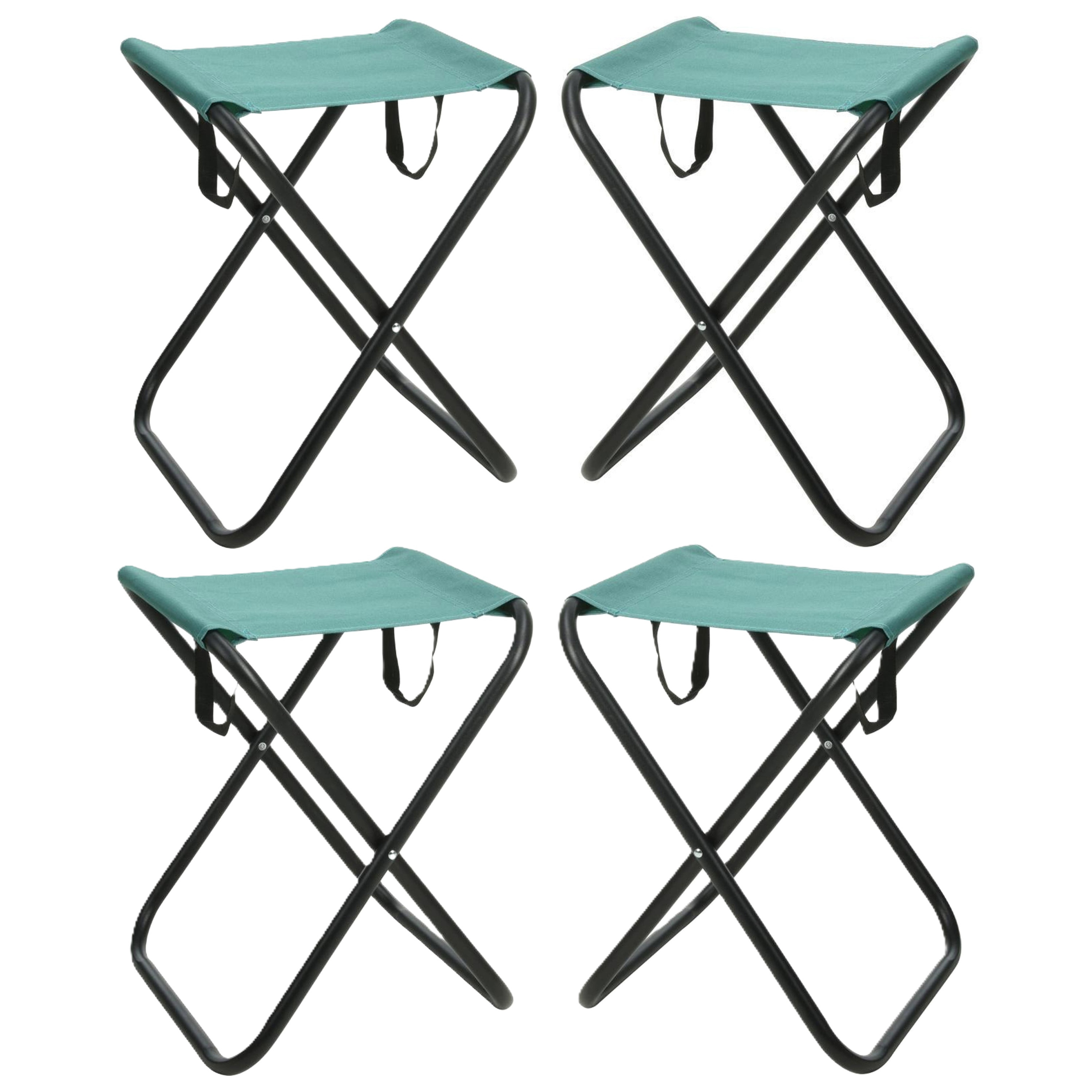Redcliffs Outdoor Camping/outdoor krukje - 4x - Inklapbaar - groen - metaal/polyester - 30 x 60 cm -