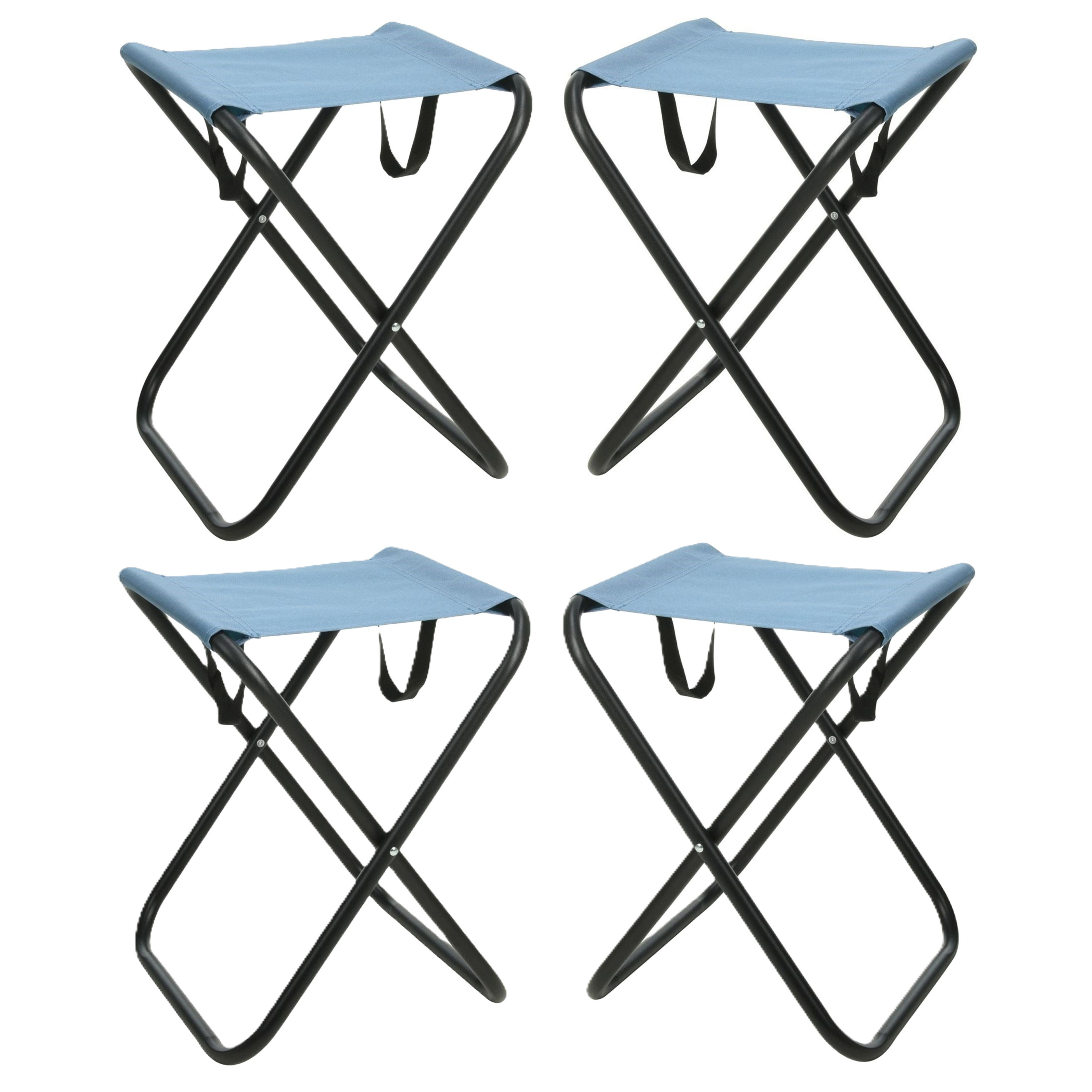 Redcliffs Outdoor Camping/outdoor krukje - 4x - Inklapbaar - blauw - metaal/polyester - 30 x 60 cm -