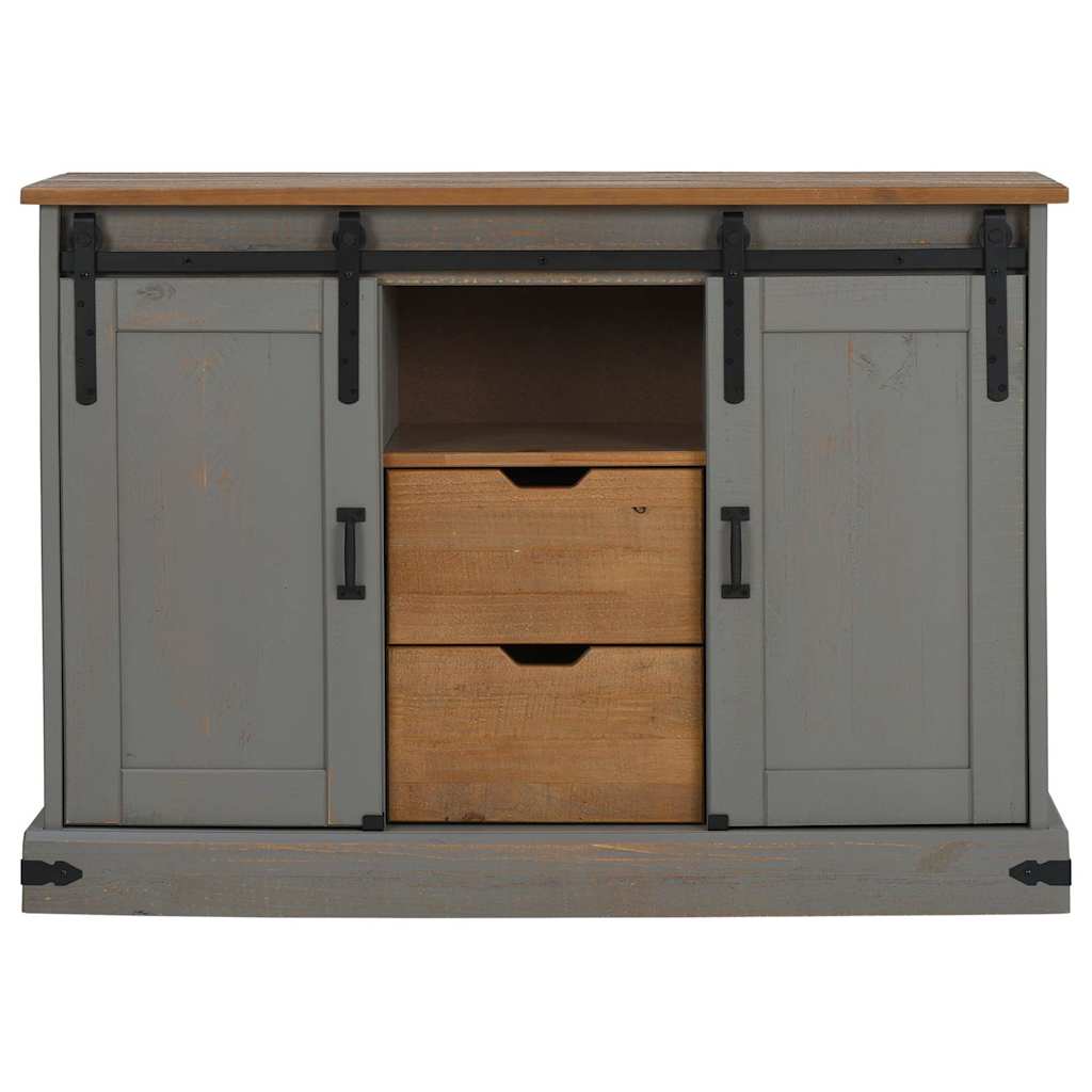 vidaXL Dressoir HALDEN 2 schuifdeuren 112x40x80 cm massief hout grijs