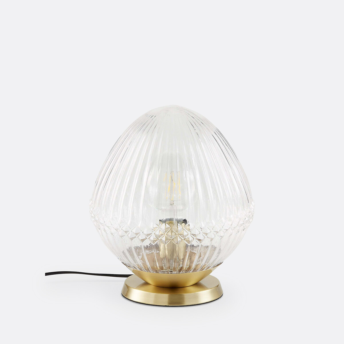 LA REDOUTE INTERIEURS Tafellamp in messing en geribbeld glas, Ari