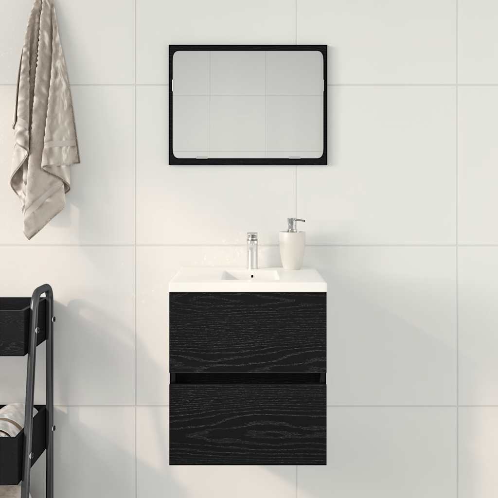 vidaXL Badkamerwastafelkast Zwart Eiken 41x38,5x45 cm Bewerkt Hout
