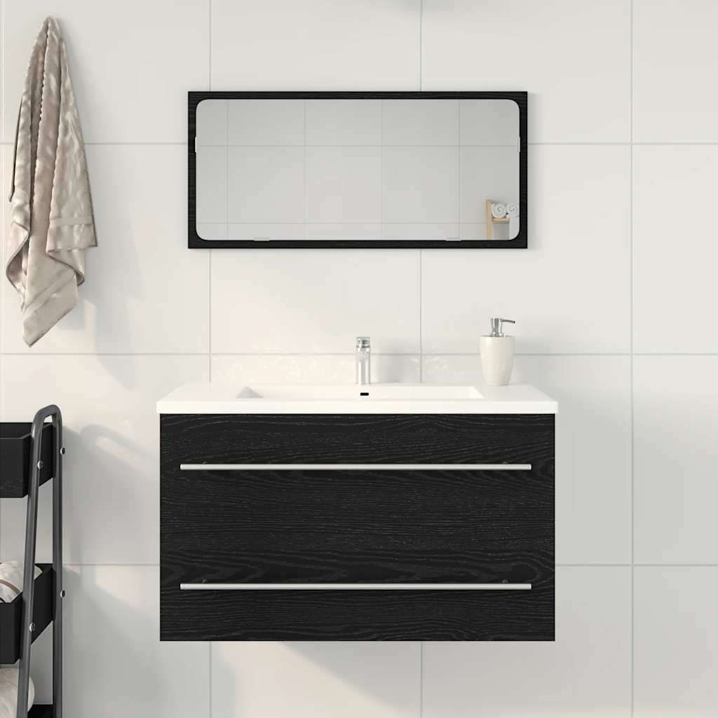 vidaXL Spoelbakkast Zwart Eiken 80x38,5x48 cm Engineered Wood
