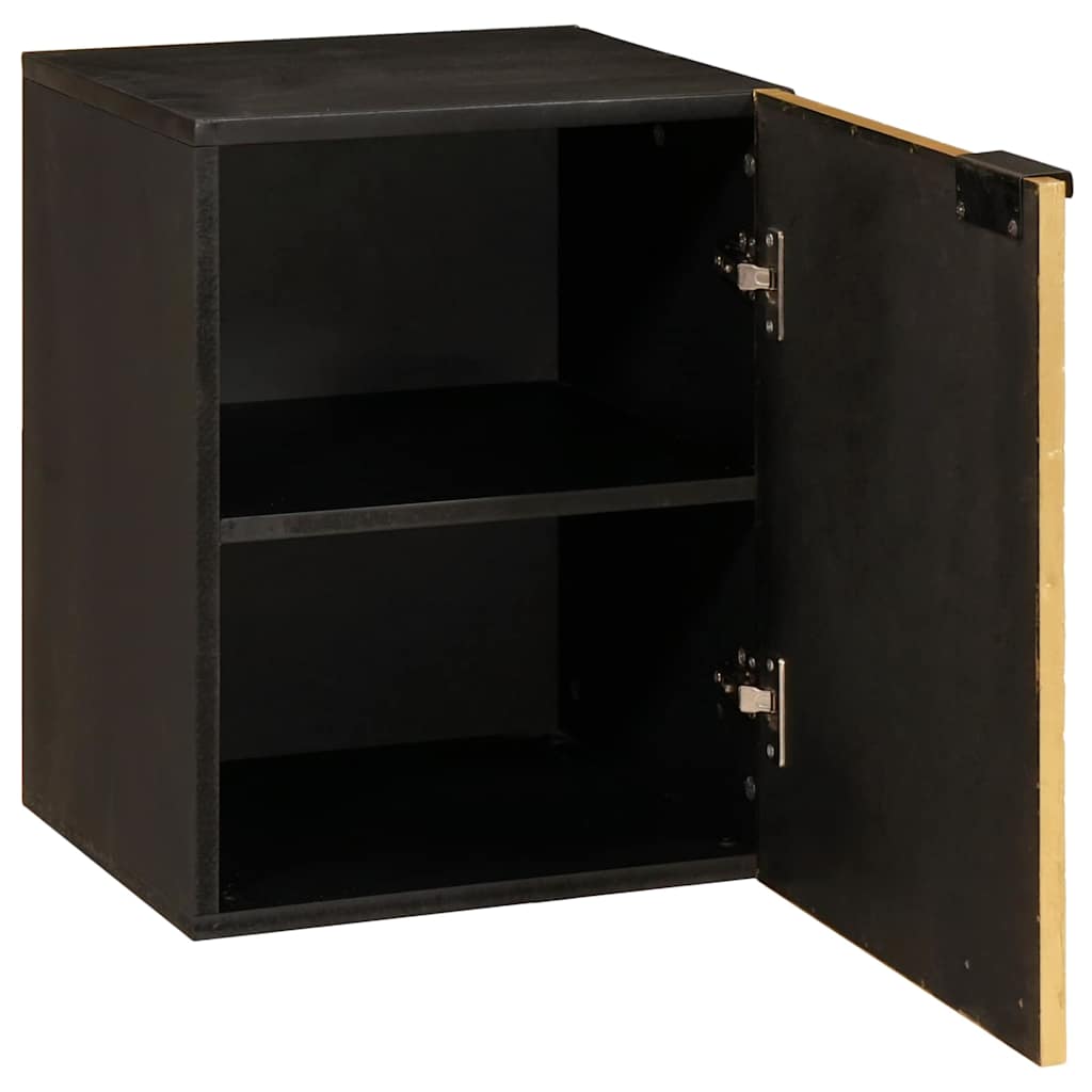 vidaXL Badkamer Kast Zwart en Goud 38 x 33 x 48 cm massief mangohout