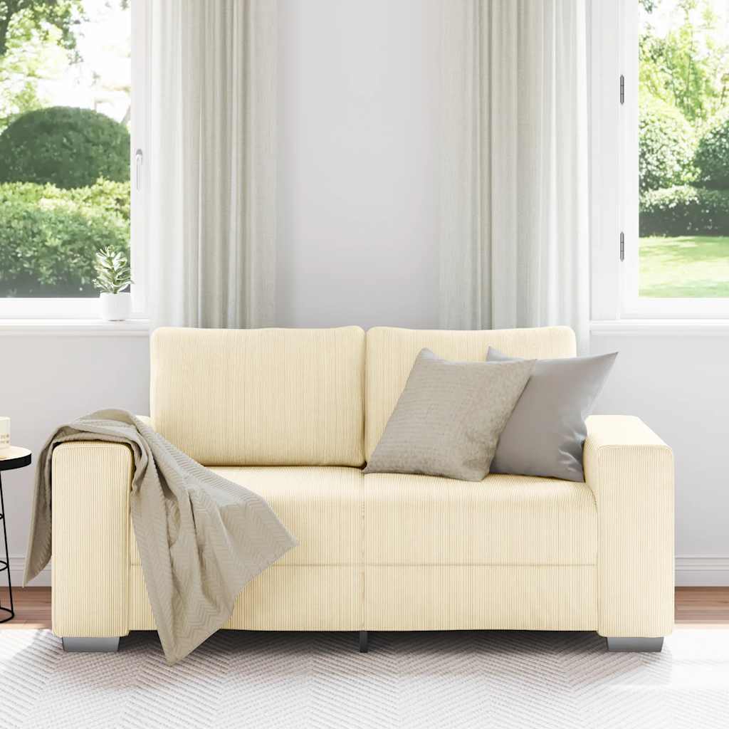 vidaXL Loveseat Sofa Crème 120 cm Corduroy Stof