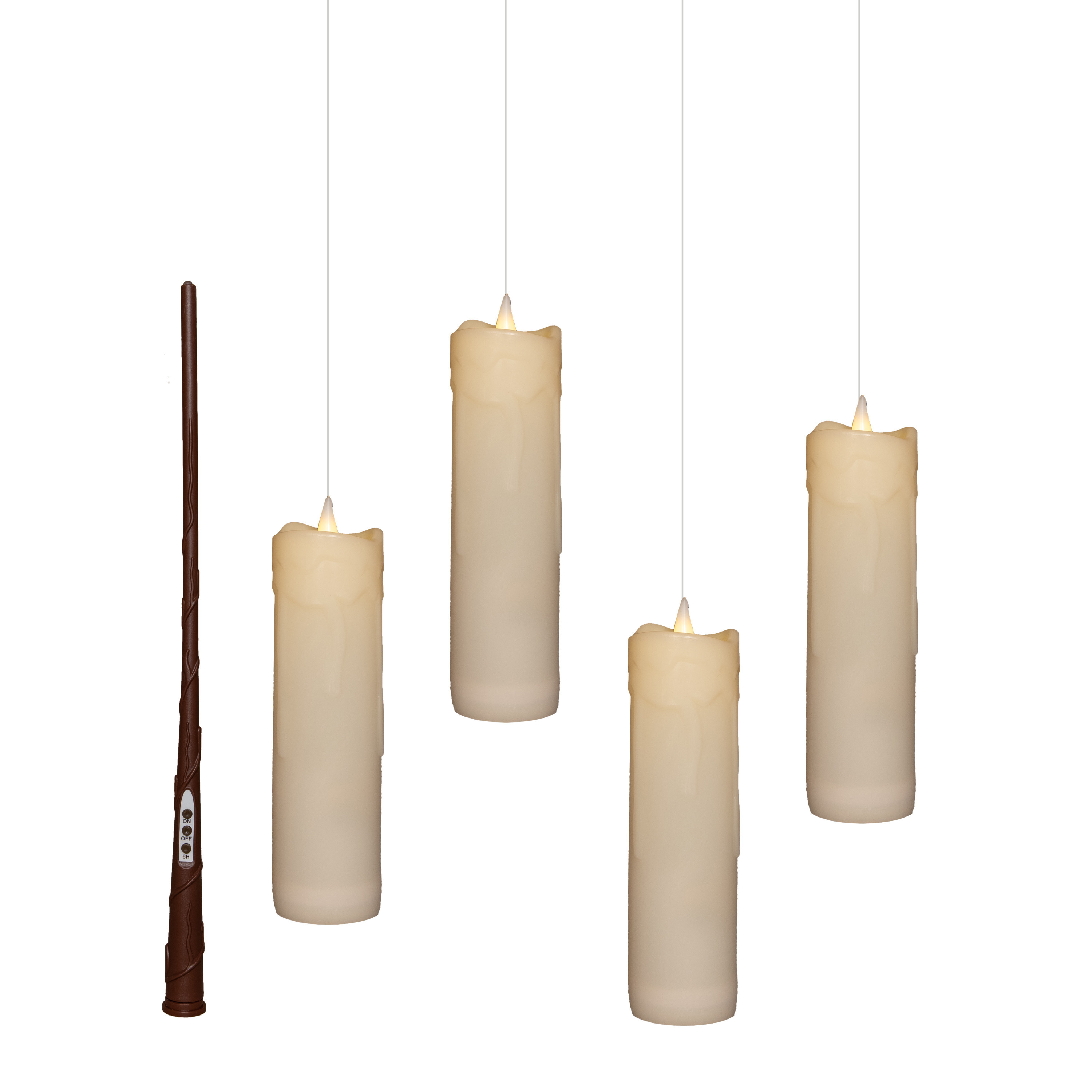 Anna's Collection Zwevende LED kaarsen - 4x st - wit℃-℃18 x 5 cm -℃toverstaf afstandsbediening - zweefkaars -