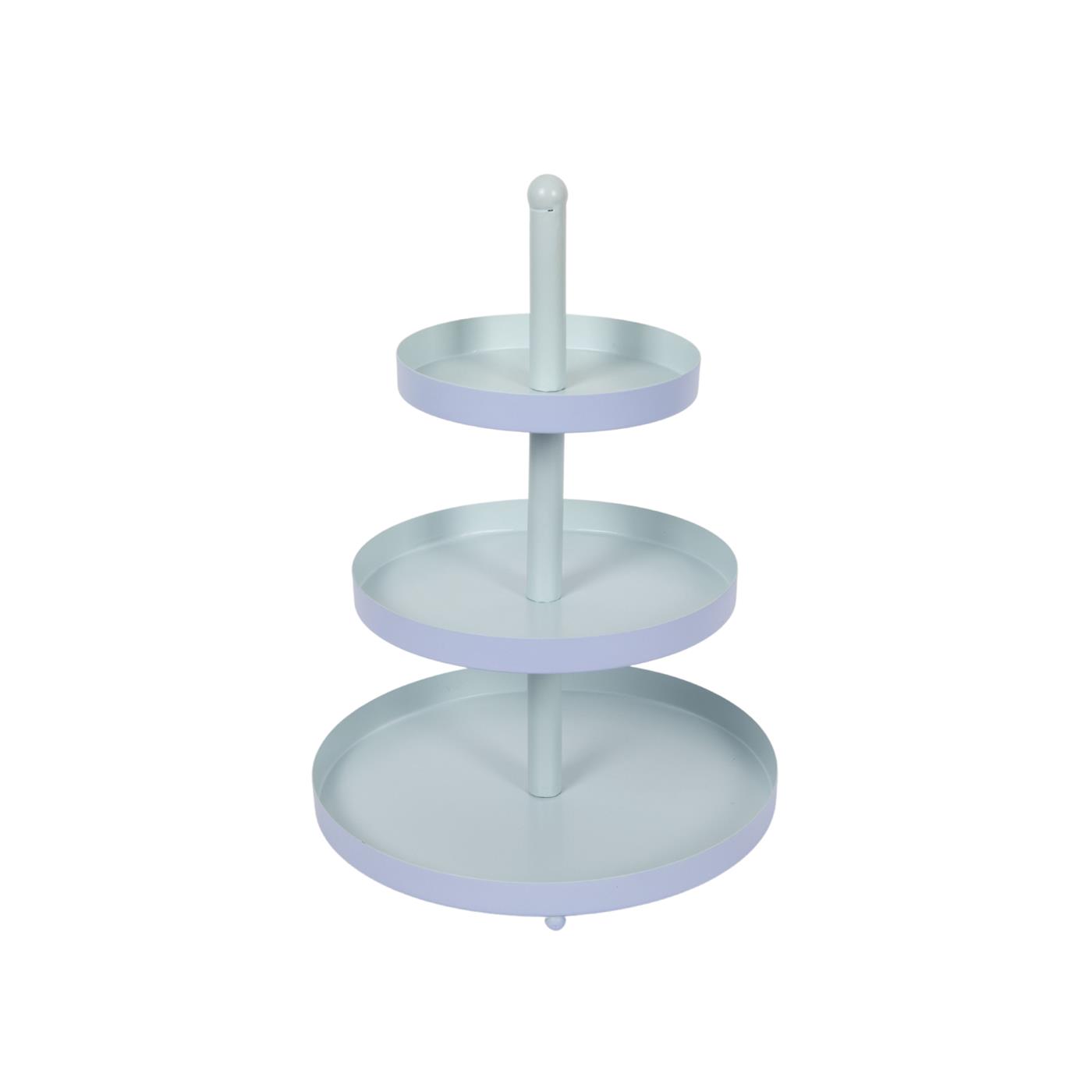 Merkloos Etagere 3-laags blauw-munt Ø25xH35cm