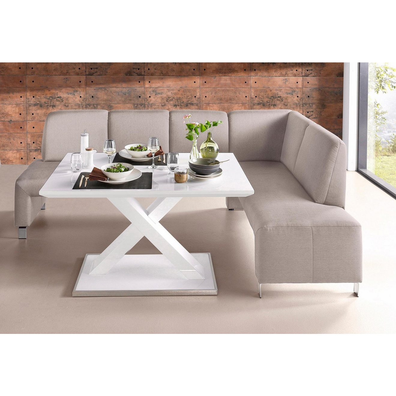 Exxpo - sofa fashion Hoekbank Intenso, veel bekledingsstoffen Cord, leer, structuur 244/157 cm (B/D)