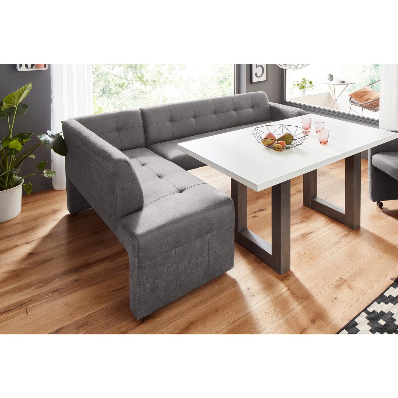 Exxpo - sofa fashion Hoekbank Barista met geweldige detailafwerking, hoge bodemvrijheid Comfortabele zithoogte 49 cm, vrij in de ruimte te plaatsen