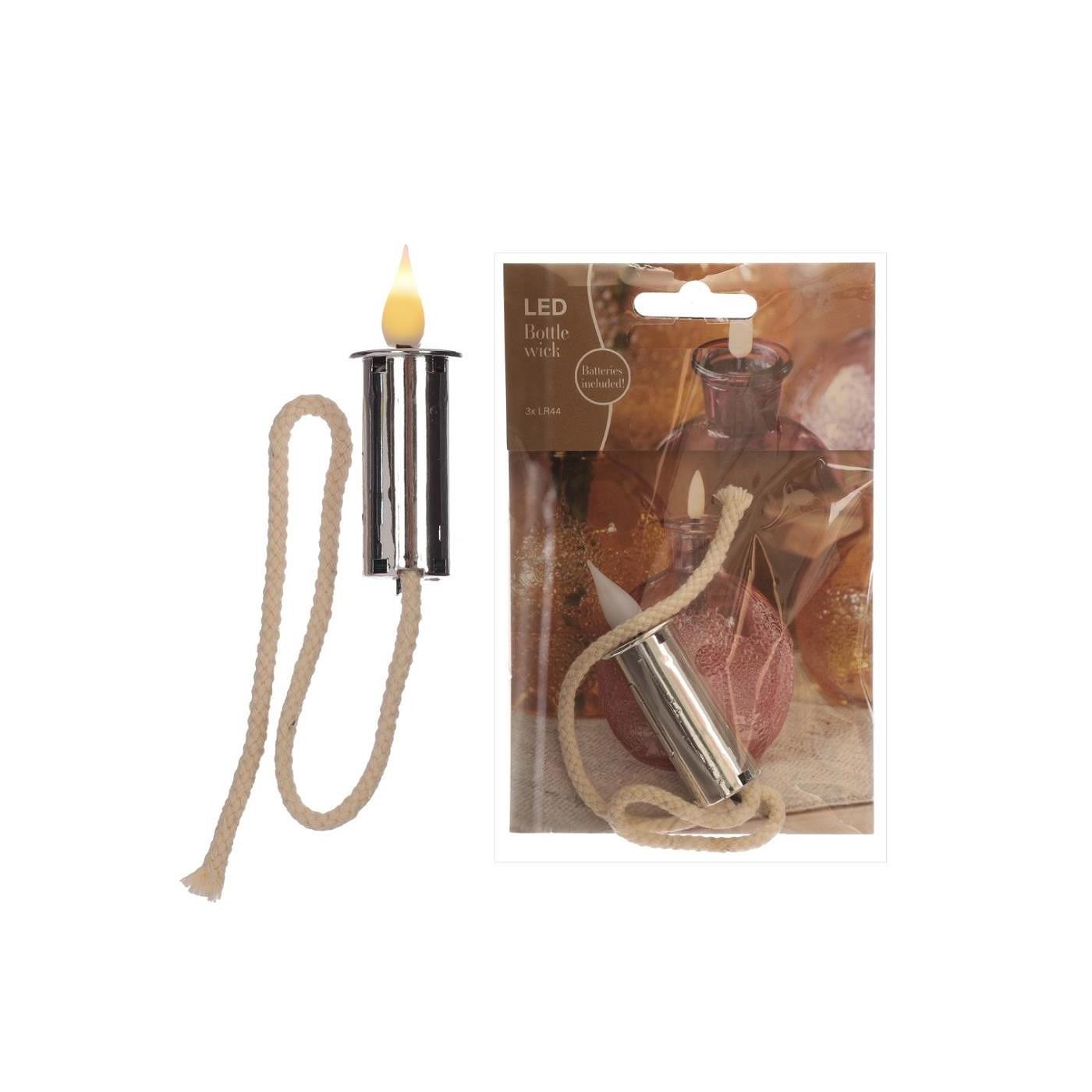 Ideas 4 seasons LED Lont met vlam zilver + 3x batterij