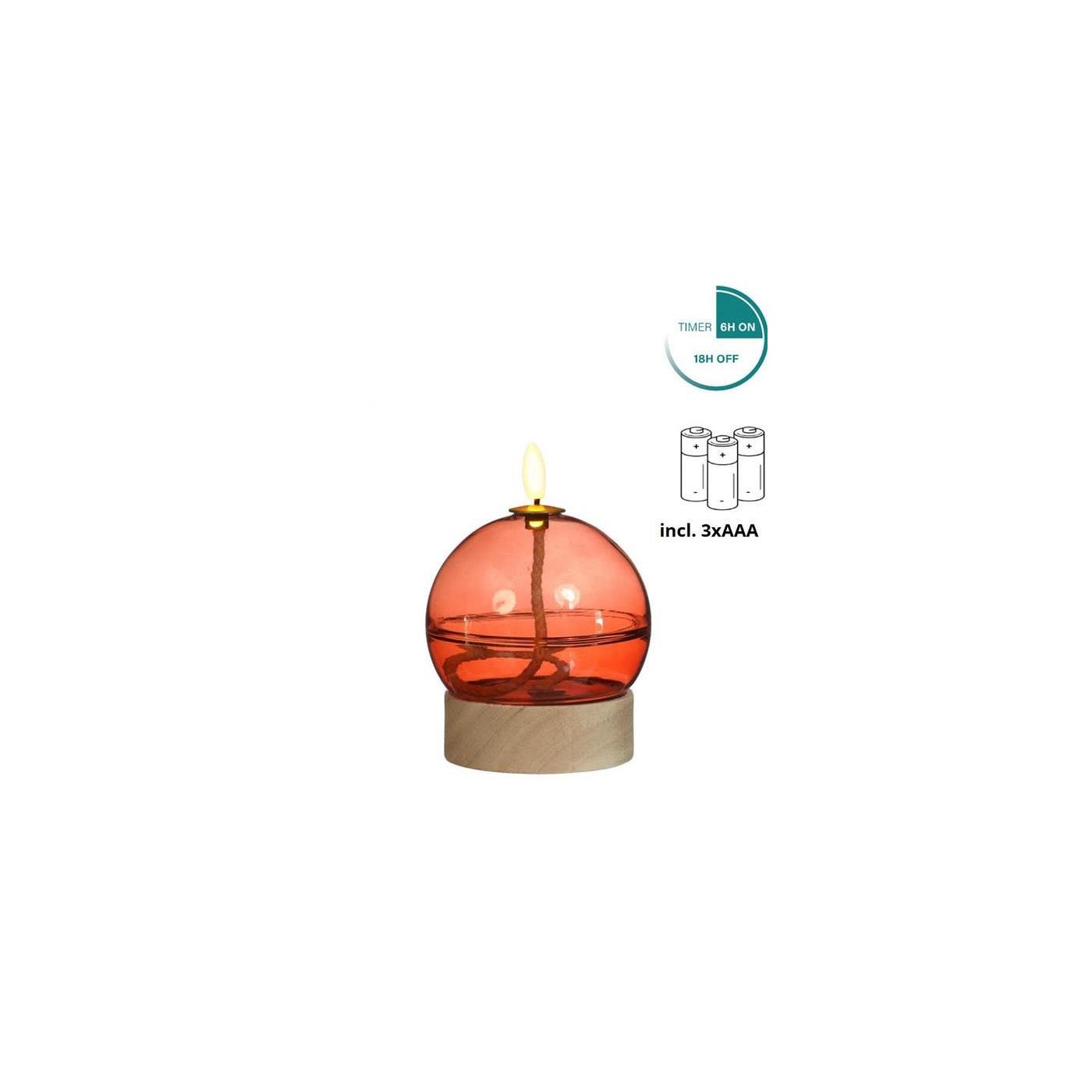Ideas 4 seasons LED olielamp mahonie timer Ø10xH13,5cm