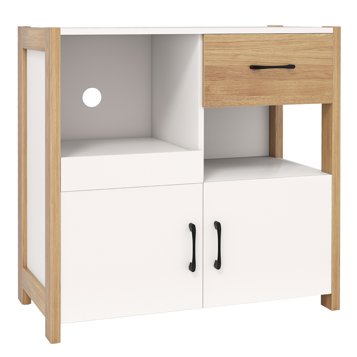 Costway Keuken Kast Buffetkast met 2 Deuren & Lades Buffet Sideboard Modern 80 x 31,5 x 82cm Wit