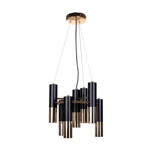 Domiluce Pendelleuchte Orino, schwarz/gold, Metall, 7-flg., GU10