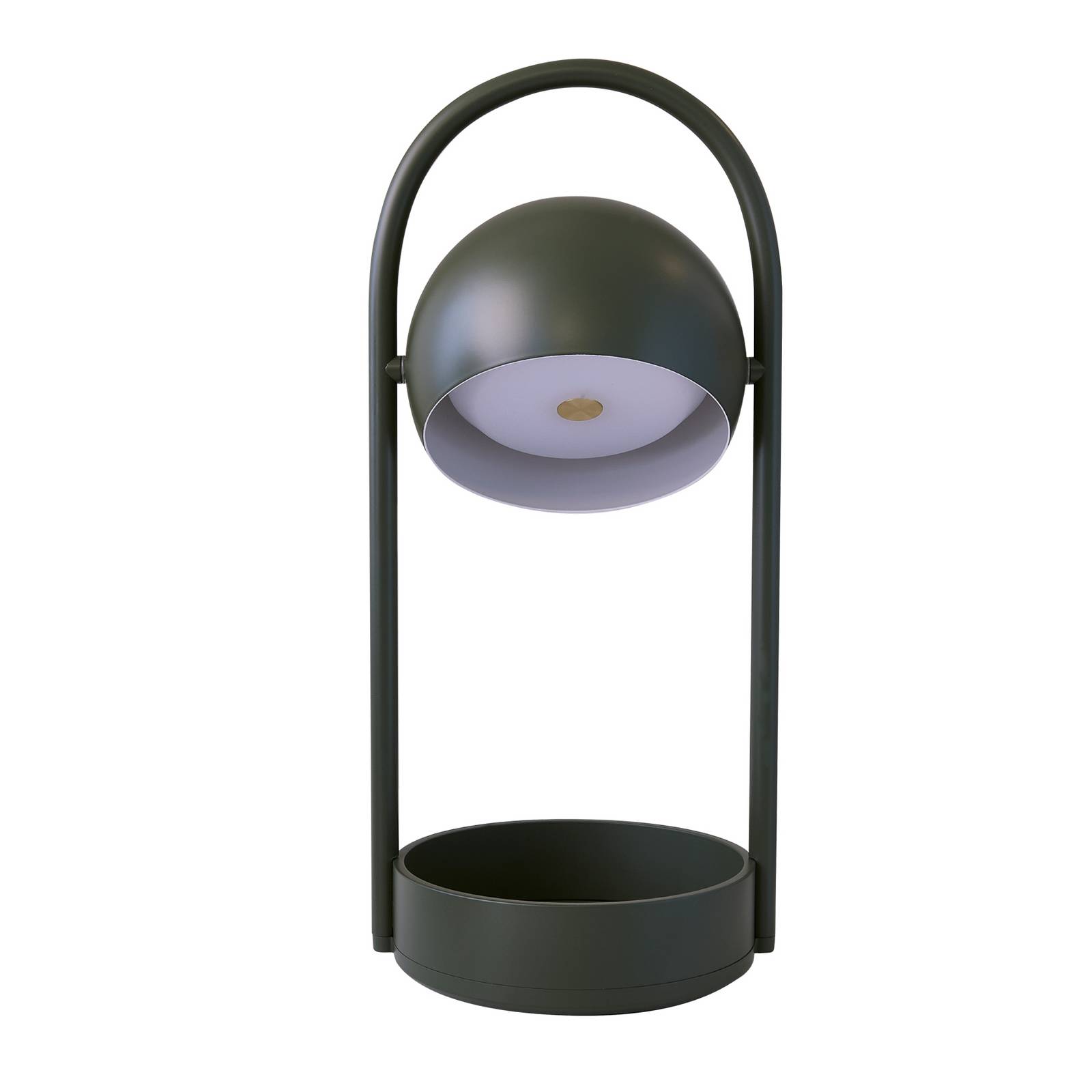 Frandsen LED tafellamp op accu Ball Portable, olijfgroen, staal