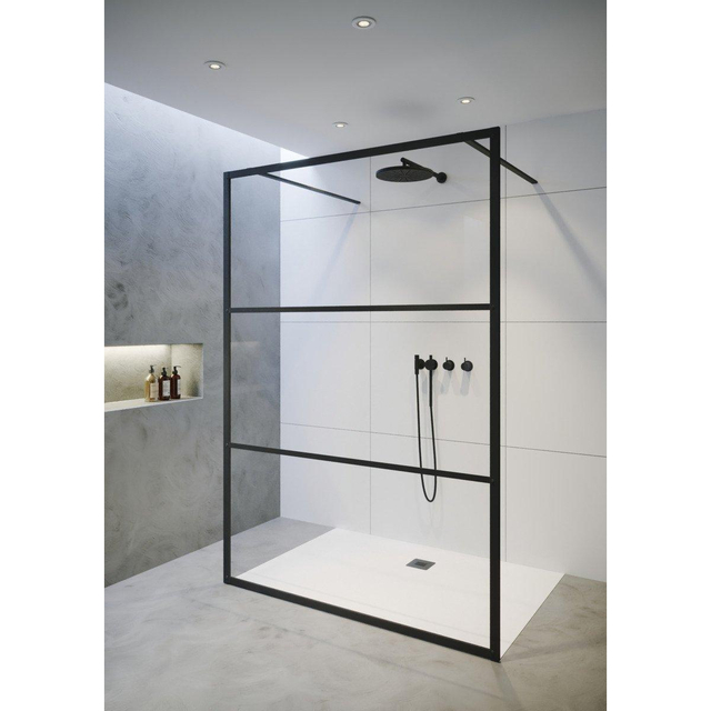 Riho Grid Douchewand - 200x120cm - zwart G004033121