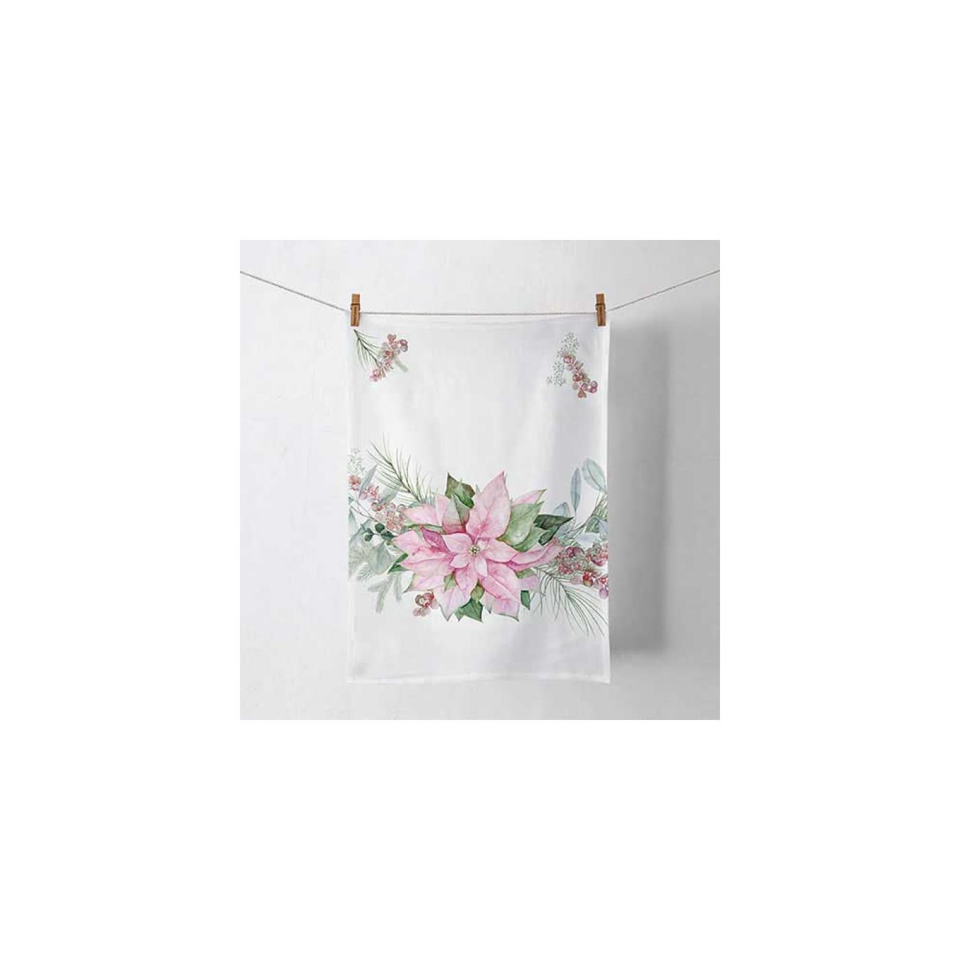 Ambiente Theedoek Pink poinsettia