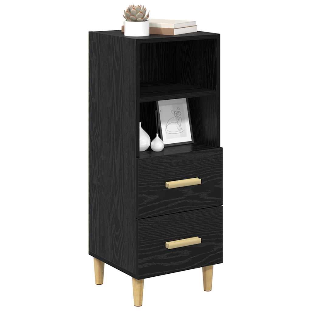 vidaXL Dressoir met lade Zwart eiken 34 x 34.5 x 90 cm Bewerkt hout