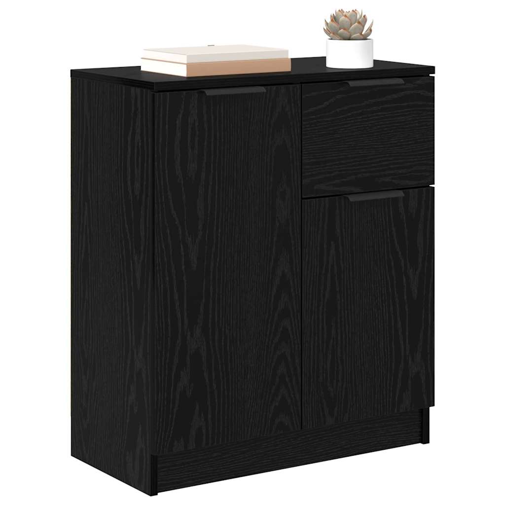 vidaXL Dressoir met lade Zwart eiken 60 x 30 x 70 cm Bewerkt hout