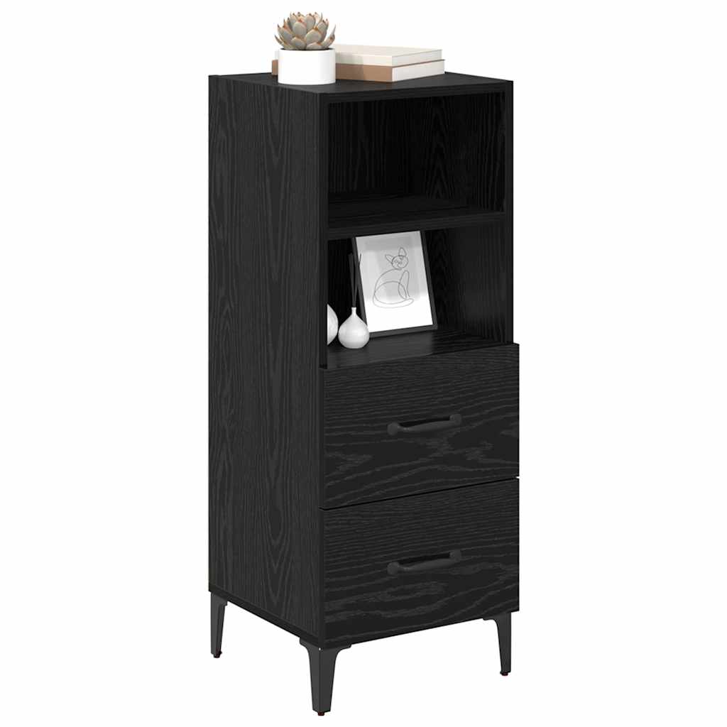 vidaXL Dressoir met lade Zwart eiken 34 x 34.5 x 90 cm Bewerkt hout