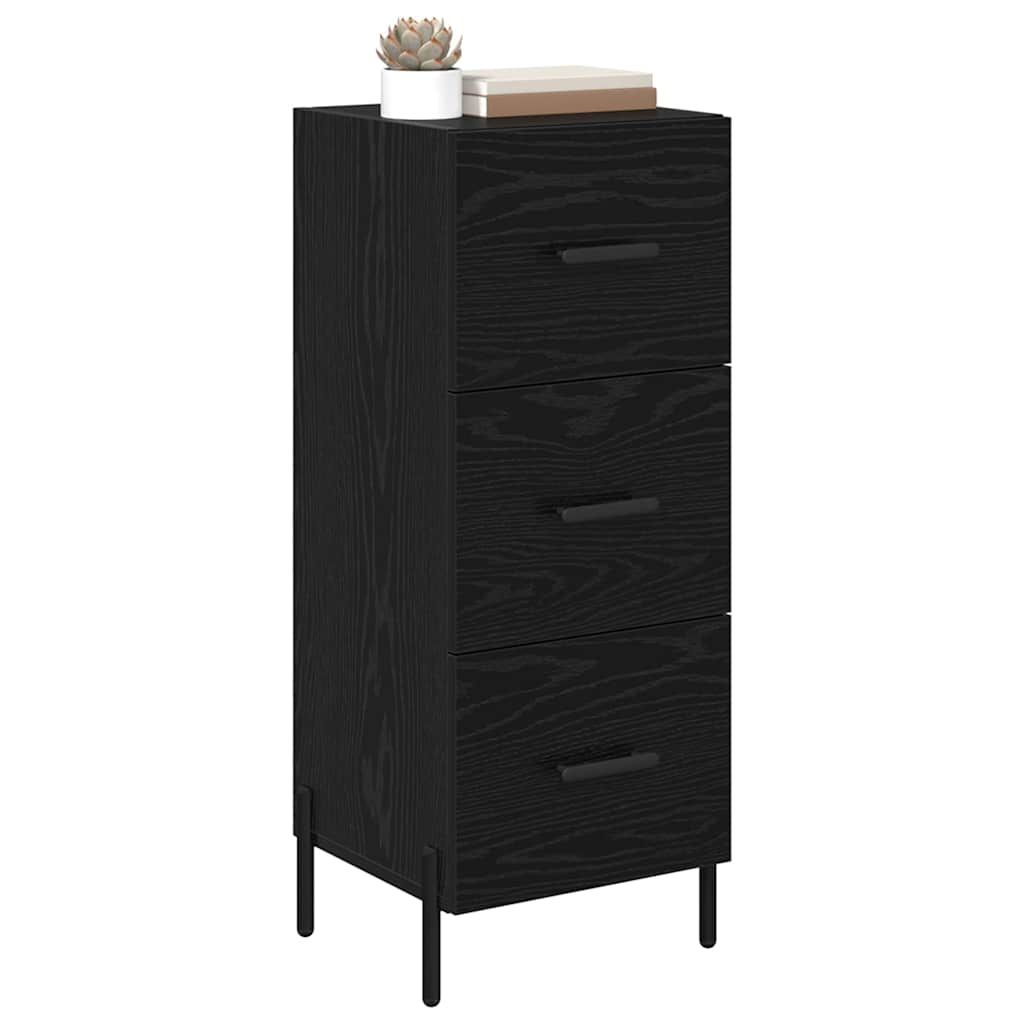 vidaXL Dressoir met lade Zwart eiken 34 x 34.5 x 90 cm Bewerkt hout