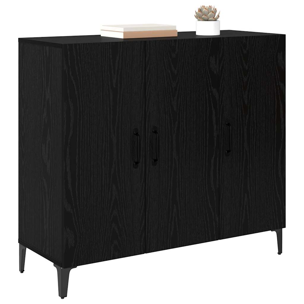 vidaXL Dressoir Zwart eiken 34 x 90 x 80 cm Bewerkt hout