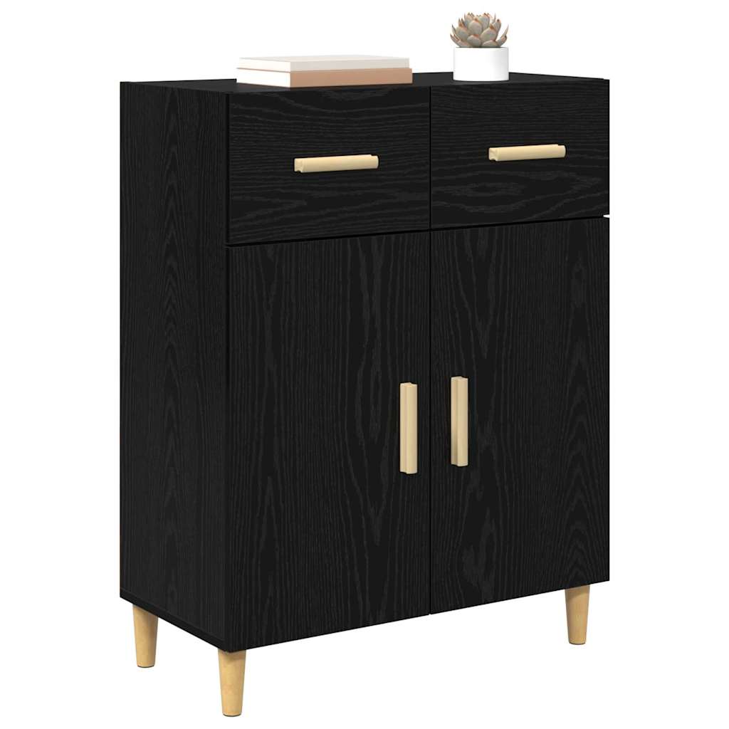 vidaXL Dressoir met lade Zwart eiken 34 x 69.5 x 89 cm Bewerkt hout