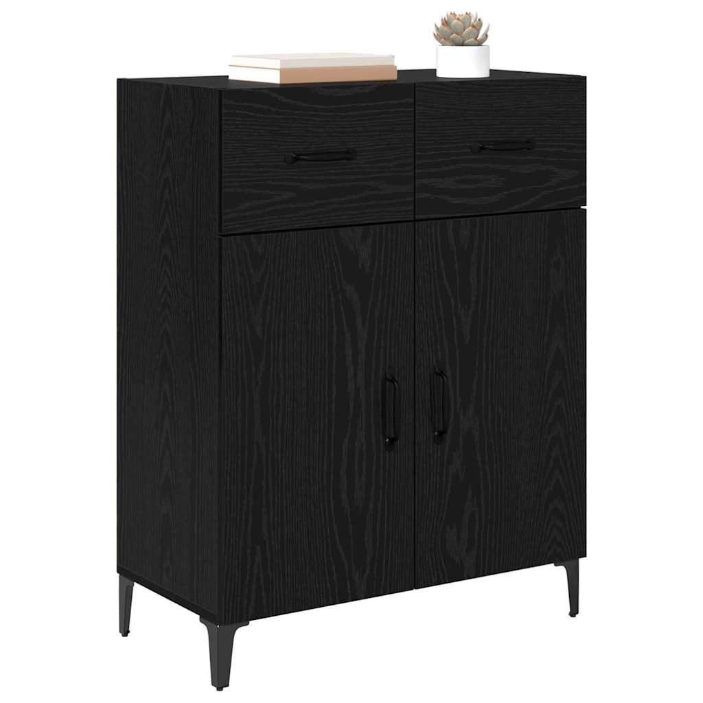 vidaXL Dressoir met lade Zwart eiken 34 x 69,5 x 90 cm Bewerkt hout