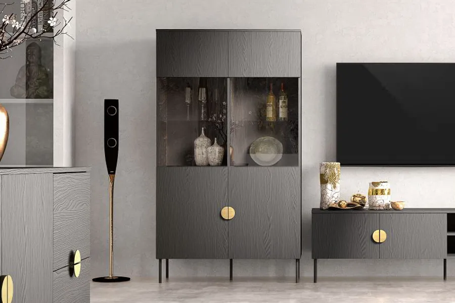 WOONENZO Vitrinekast Mondi - graphite