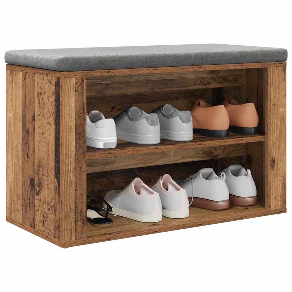 vidaXL Schoenenrek met plank Oud hout 75 x 35 x 45 cm Bewerkt hout