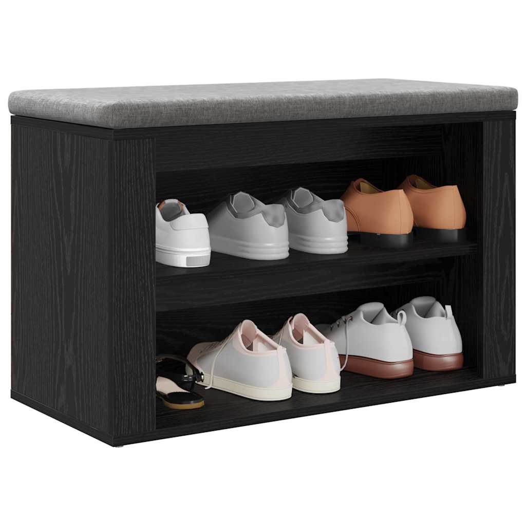 vidaXL Schoenenrek met plank Zwart eiken 75 x 35 x 45 cm Bewerkt hout