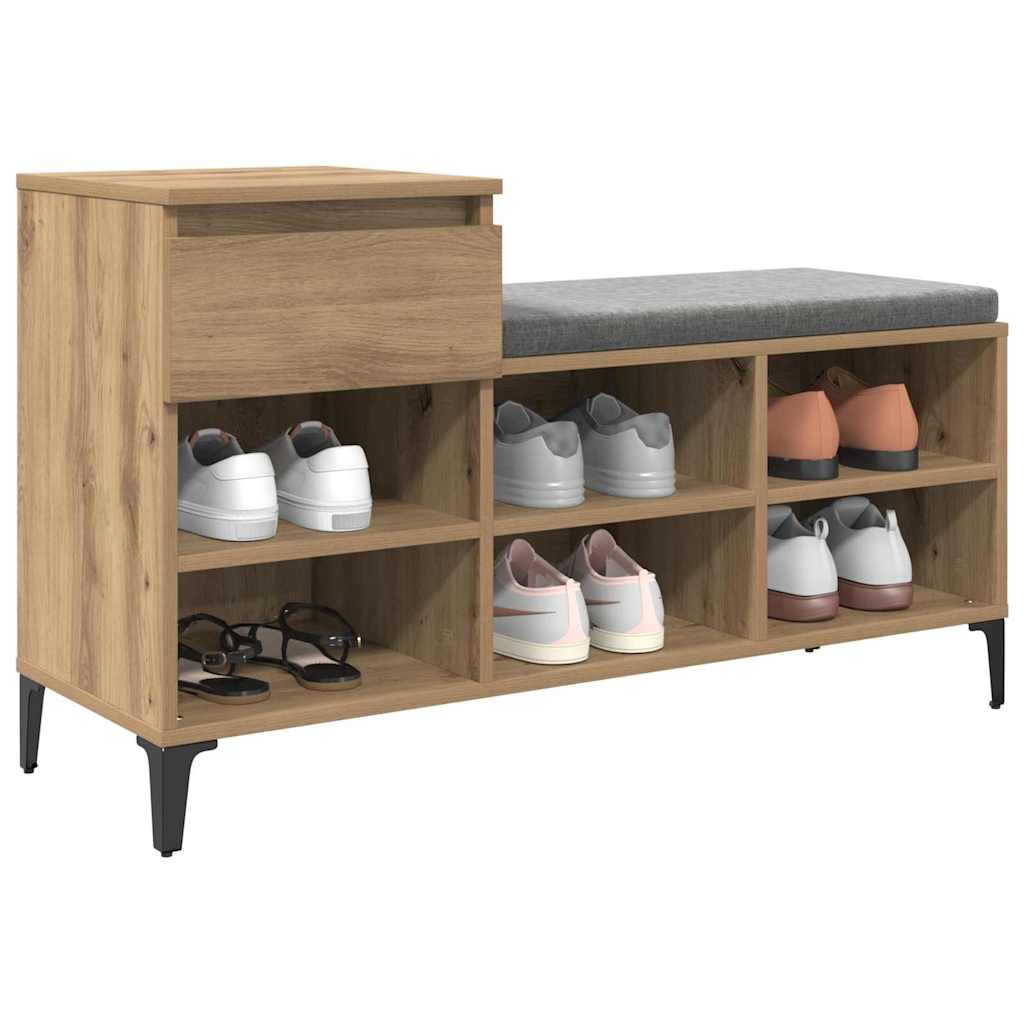 vidaXL Schoenenkast met lade artisanaal eikenkleurig 102 x 36 x 60 cm