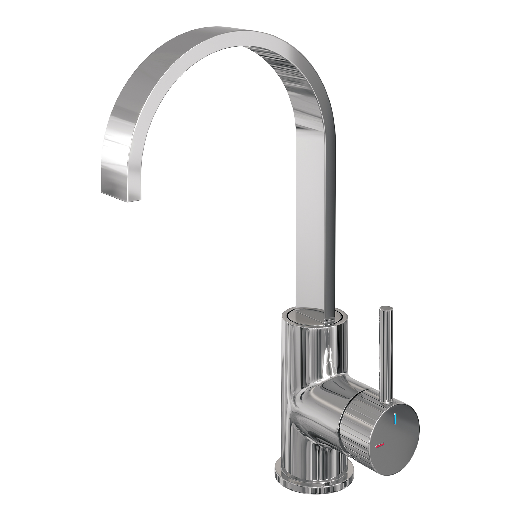 Brauer Stripe hoge opbouw wastafelmengkraan met draaibare platte uitloop model A chroom