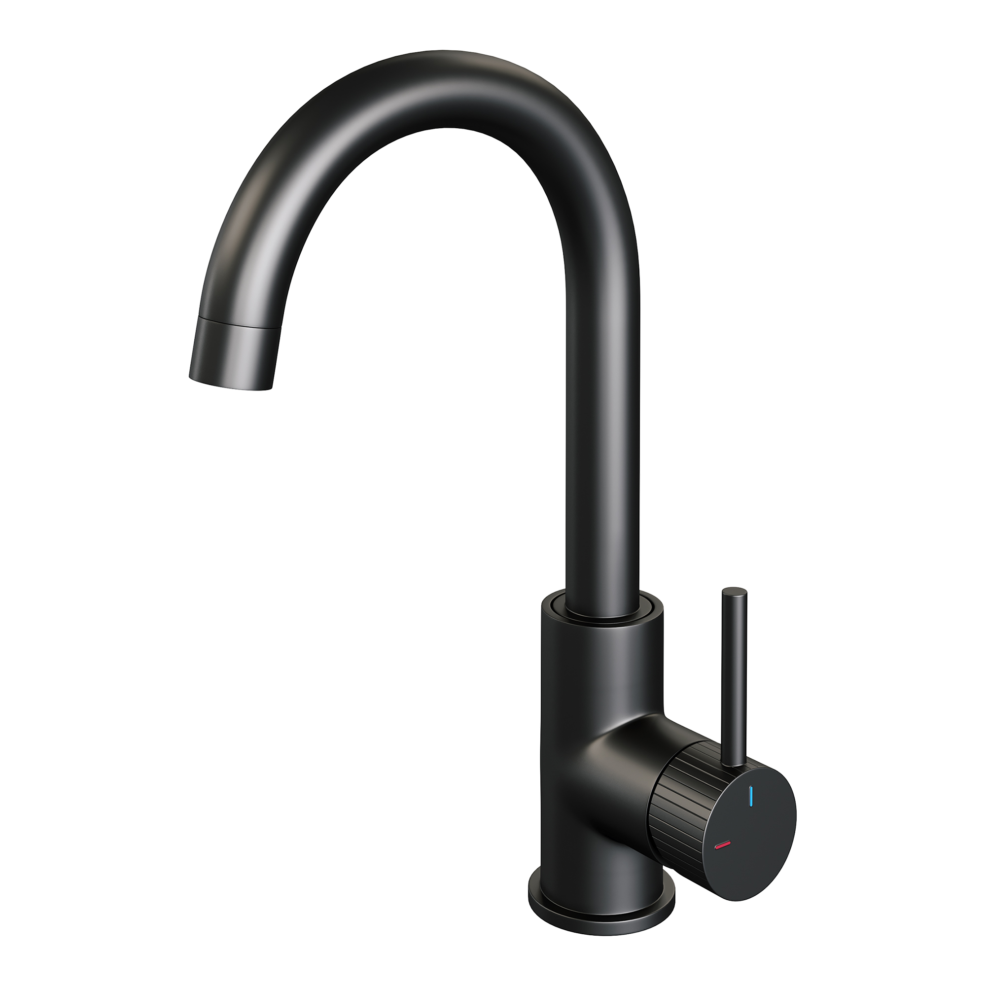 Brauer Stripe hoge opbouw wastafelmengkraan met draaibare ronde uitloop model A mat zwart