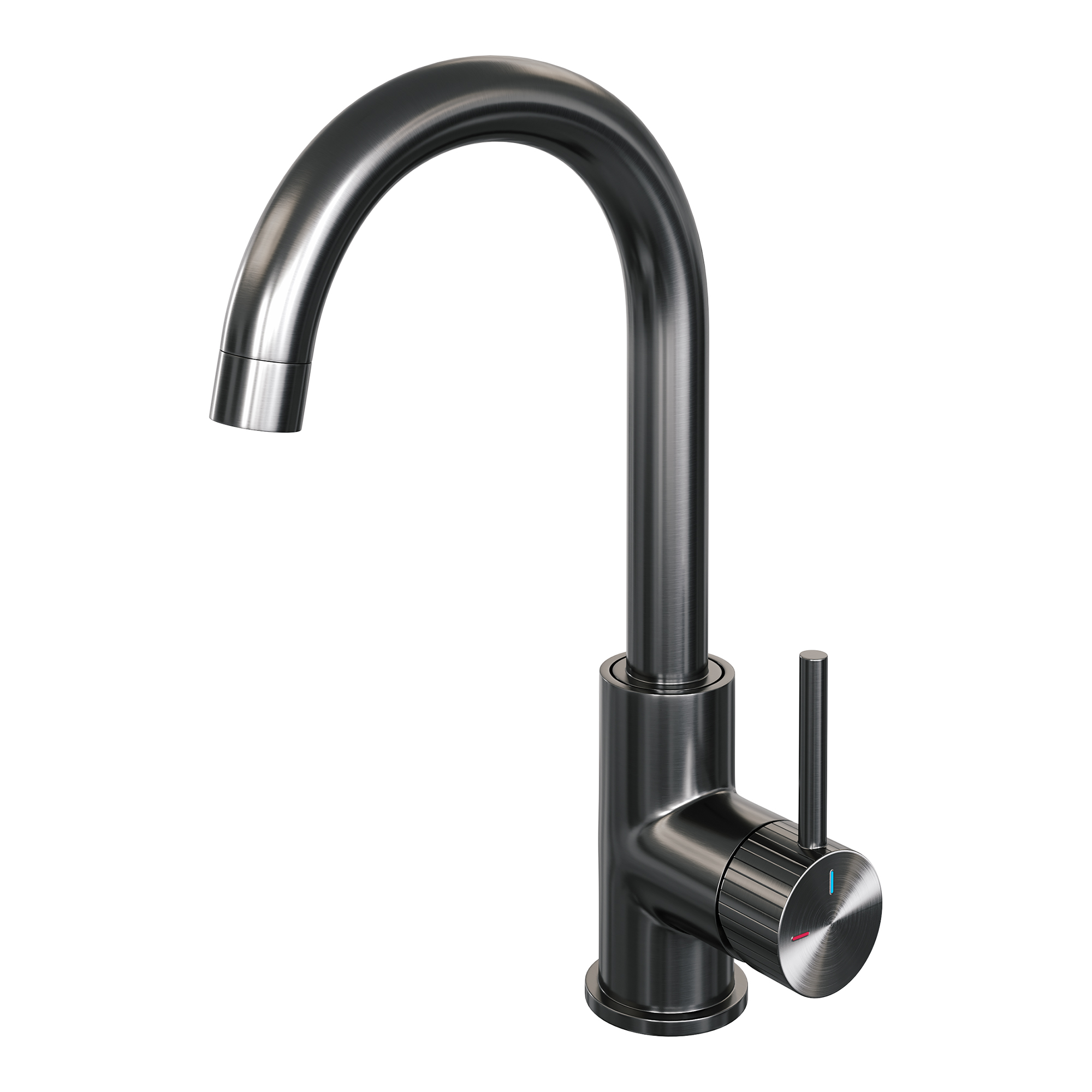 Brauer Stripe hoge opbouw wastafelmengkraan met draaibare ronde uitloop model A gunmetal geborsteld PVD