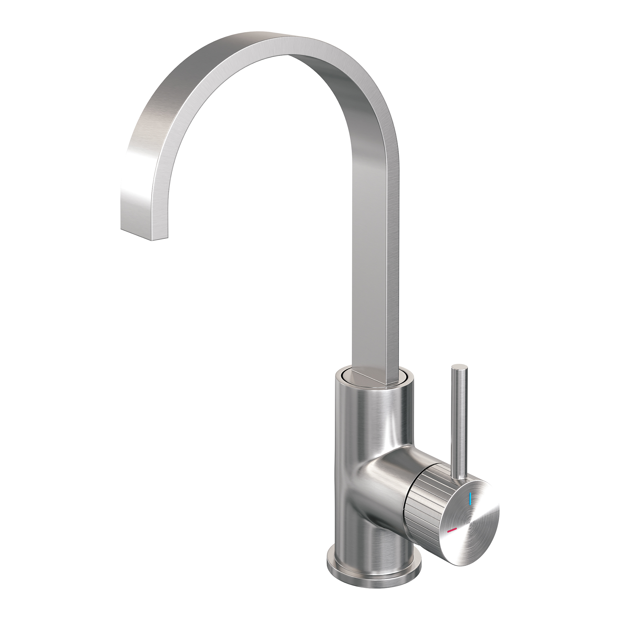Brauer Stripe hoge opbouw wastafelmengkraan met draaibare platte uitloop model A RVS-kleurig geborsteld PVD