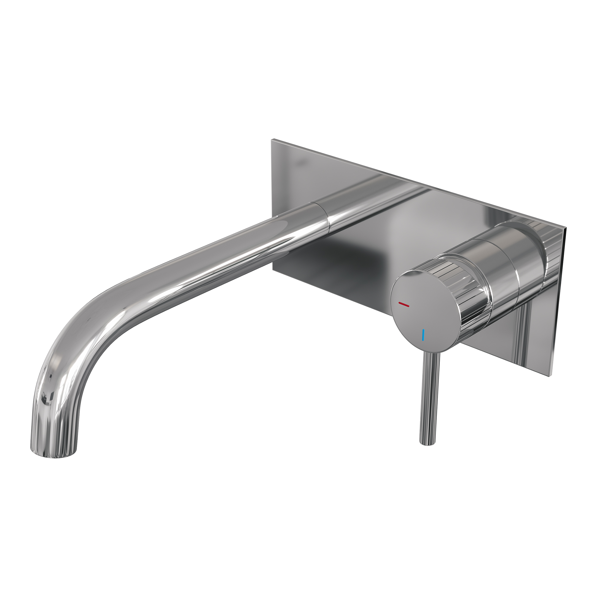 Brauer Stripe inbouw wastafelmengkraan met gebogen uitloop en afdekplaat model A1 chroom