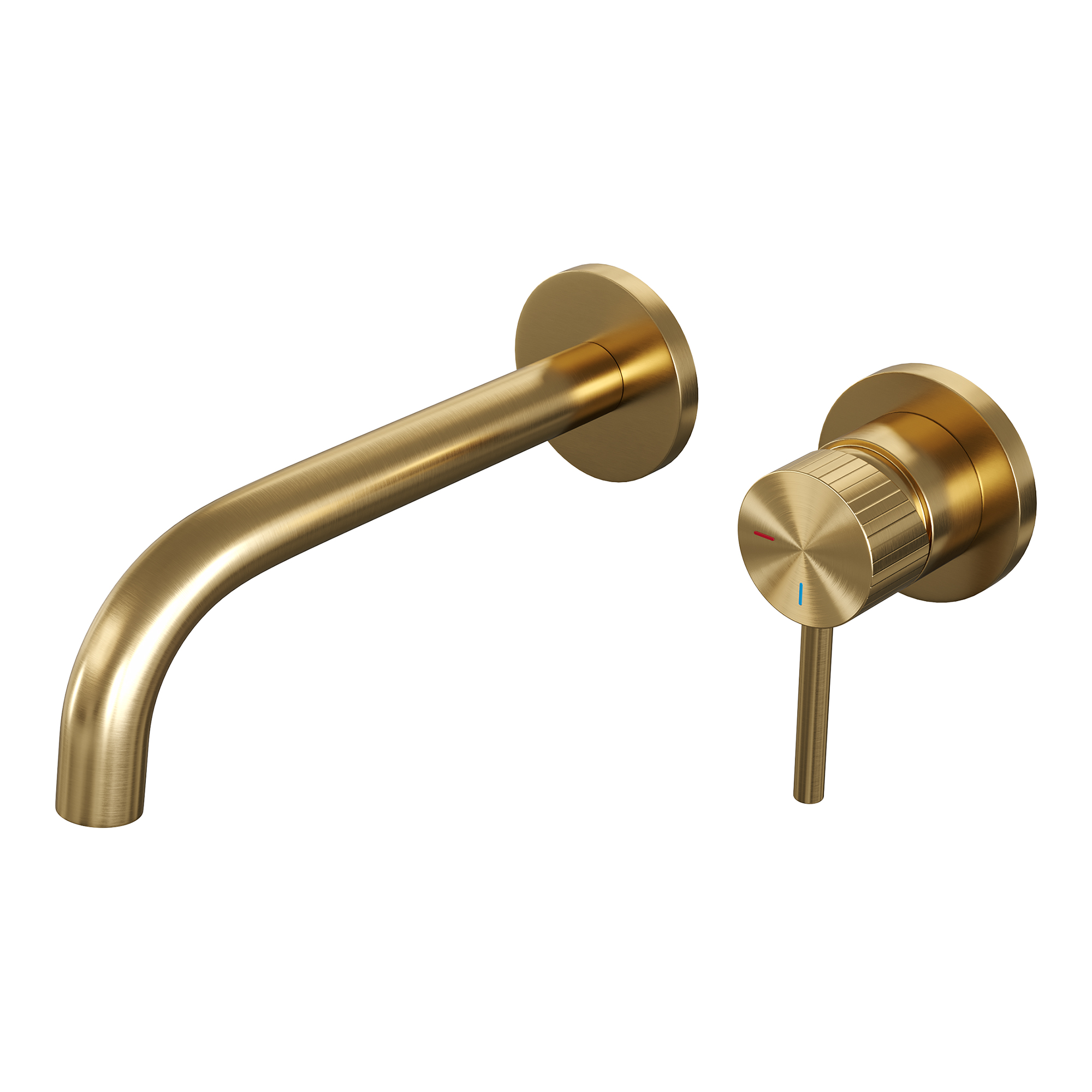 Brauer Stripe inbouw wastafelmengkraan met gebogen uitloop en rozetten model A1 goud geborsteld PVD