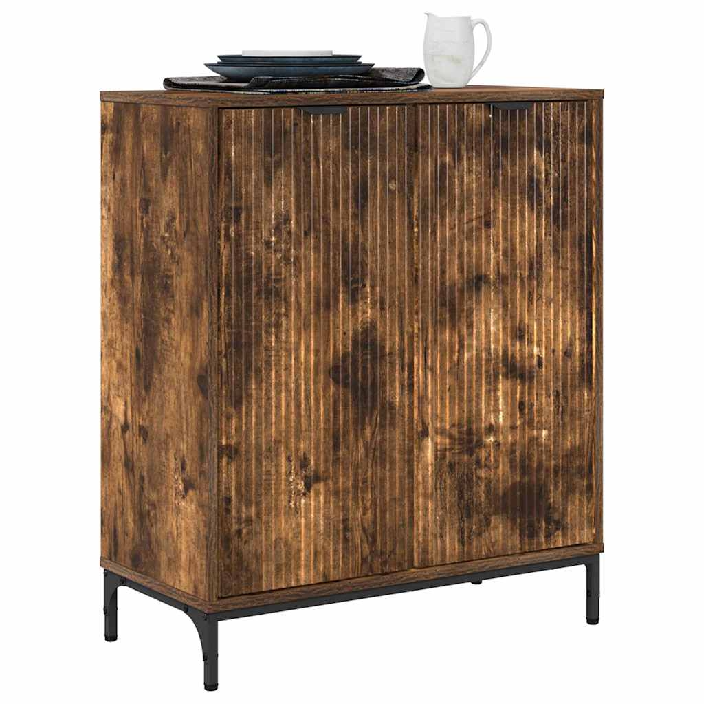 vidaXL Dressoir Gerookt eiken 69.5 x 33 x 82 cm Bewerkt hout