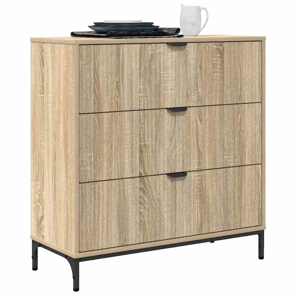 vidaXL Dressoir met lade Sonoma eiken 79.5 x 33 x 82 cm Bewerkt hout