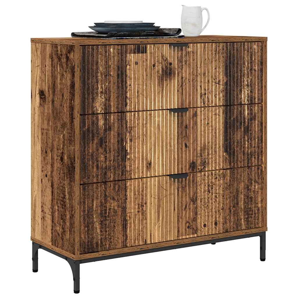vidaXL Dressoir met lade Oud hout 79.5 x 33 x 82 cm Bewerkt hout