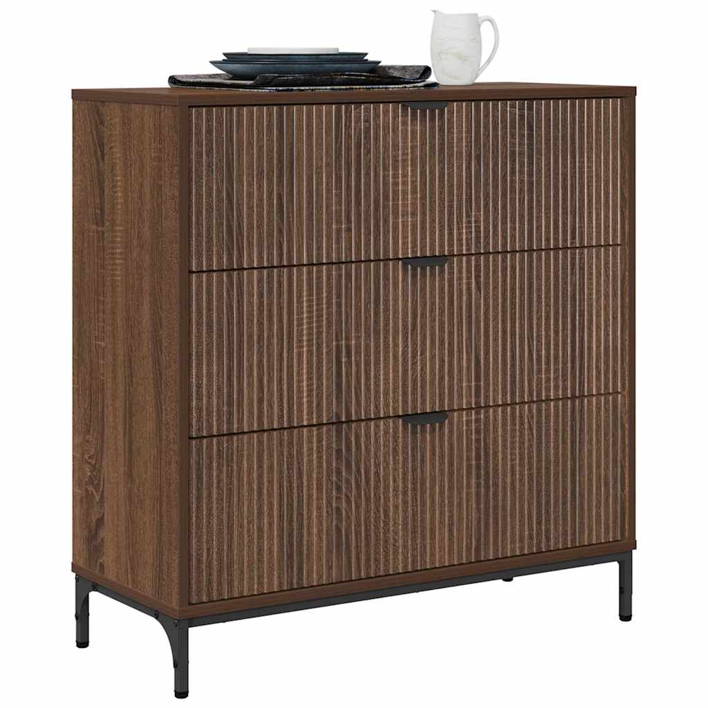 vidaXL Dressoir bruin eikenkleur 79.5 x 33 x 82 cm Bewerkt hout